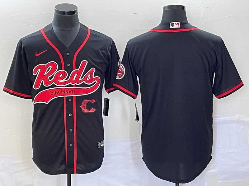 Men%27s Cincinnati Reds Black With Patch Cool Base Stitched Baseball Jerseys